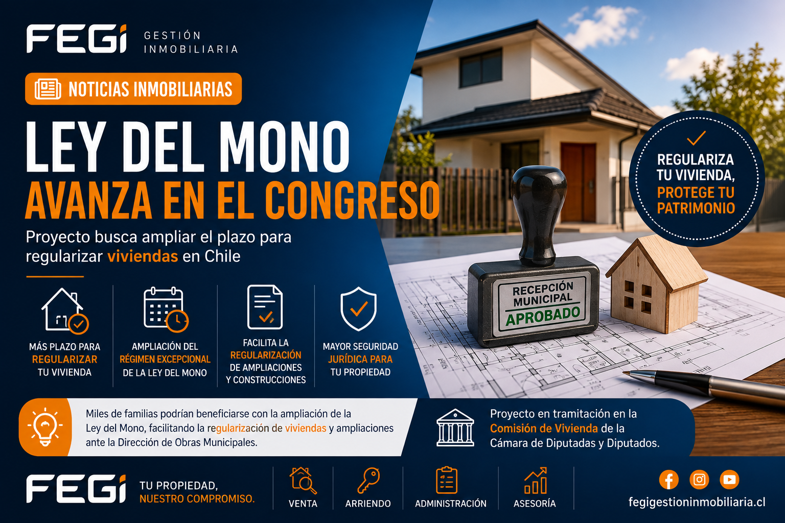Ley del Mono avanza en el Congreso: proyecto busca ampliar el plazo para regularizar viviendas en Chile