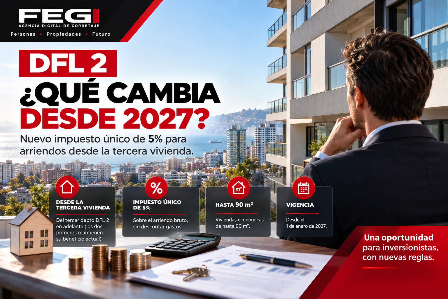 DFL 2 cambia desde 2027: nuevo impuesto único de 5% para arriendos desde la tercera vivienda